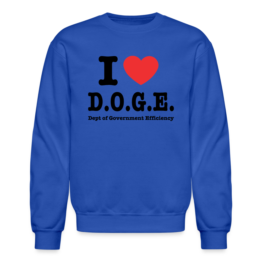 I Heart DOGE (Dept of Government Efficiency) Sweatshirt - royal blue