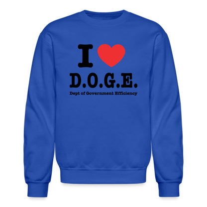 I Heart DOGE (Dept of Government Efficiency) Sweatshirt - royal blue