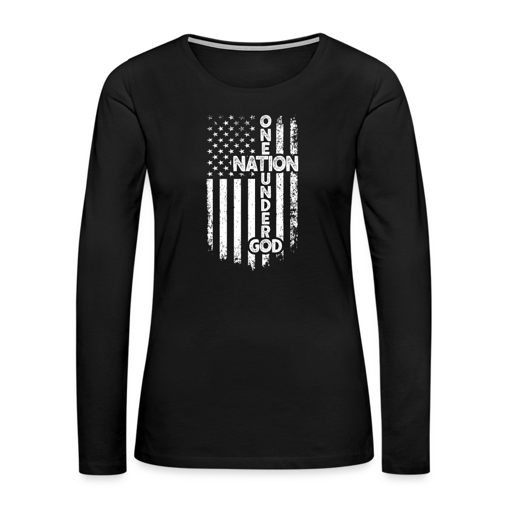 One Nation Under God Women's Premium Long Sleeve T-Shirt - black