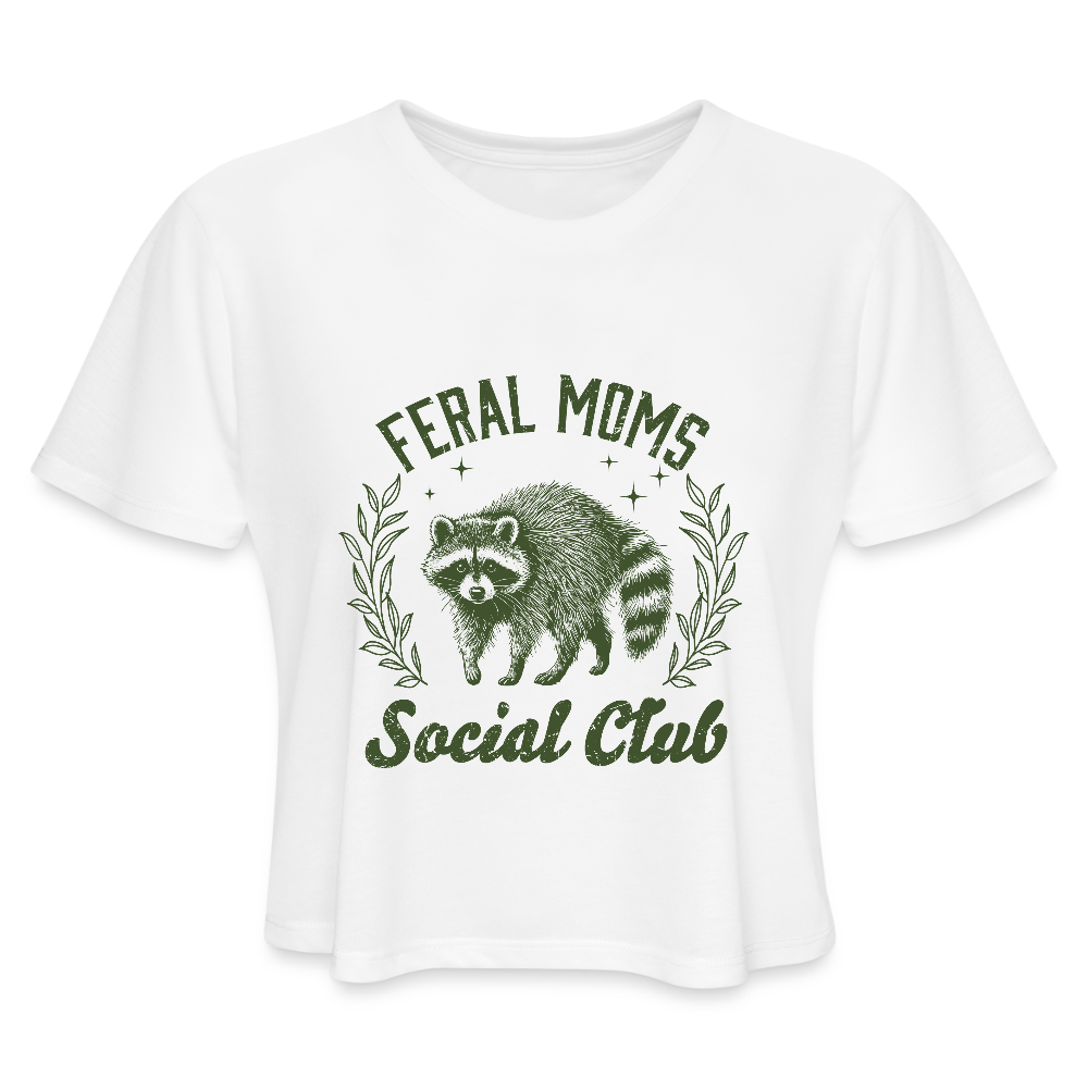 Feral Mom's Social Club Women's Cropped Top T-Shirt - white