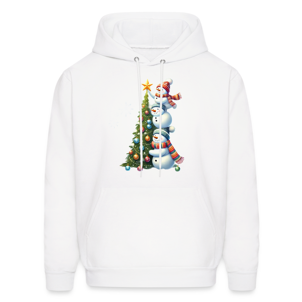 Cute Snowman Decorating Christmas Tree Hoodie - white