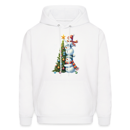 Cute Snowman Decorating Christmas Tree Hoodie - white