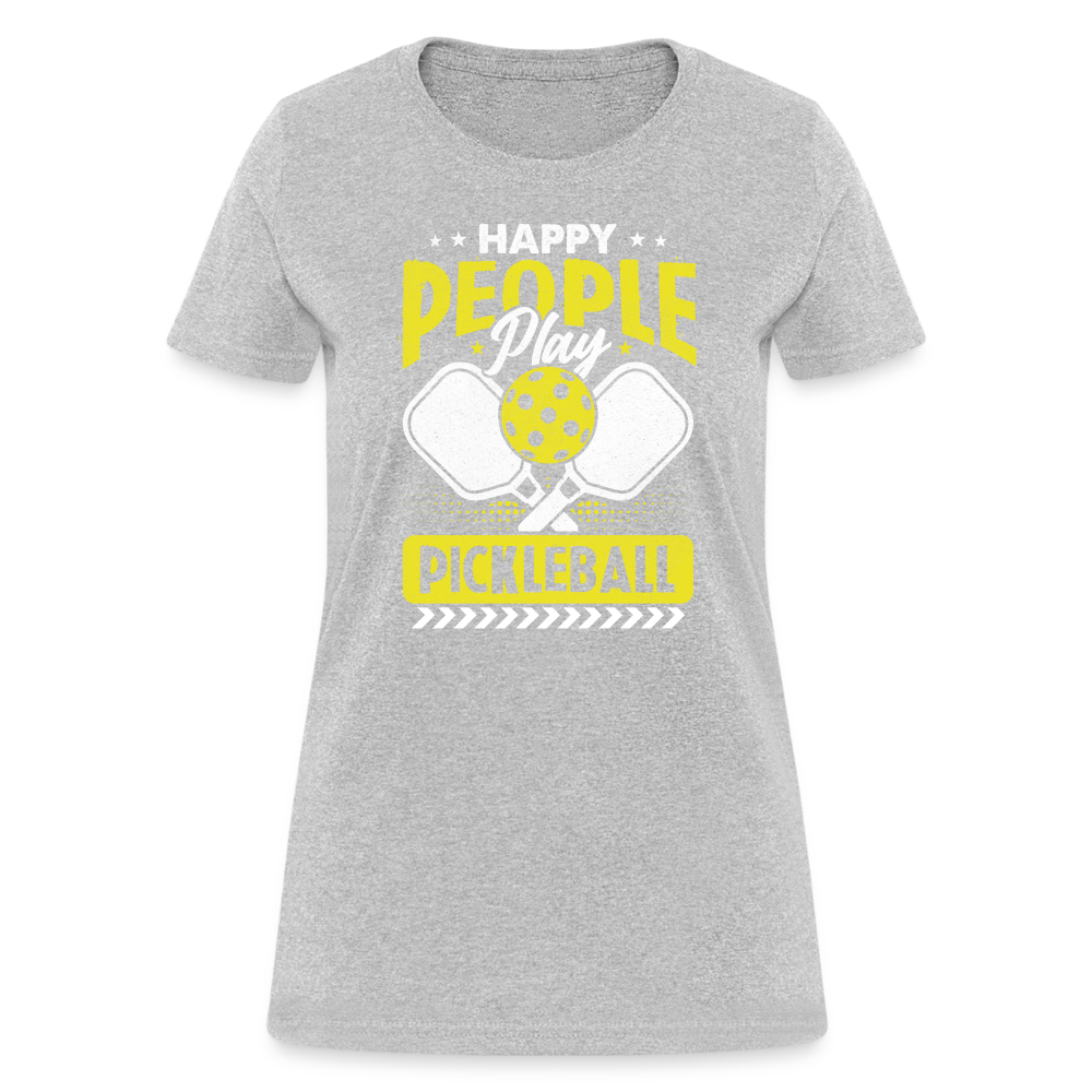 Happy People Play Pickleball Women's Contoured T-Shirt - heather gray