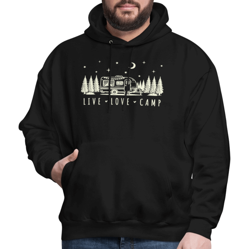 Live Love Camp Hoodie – Camper Under the Stars - black