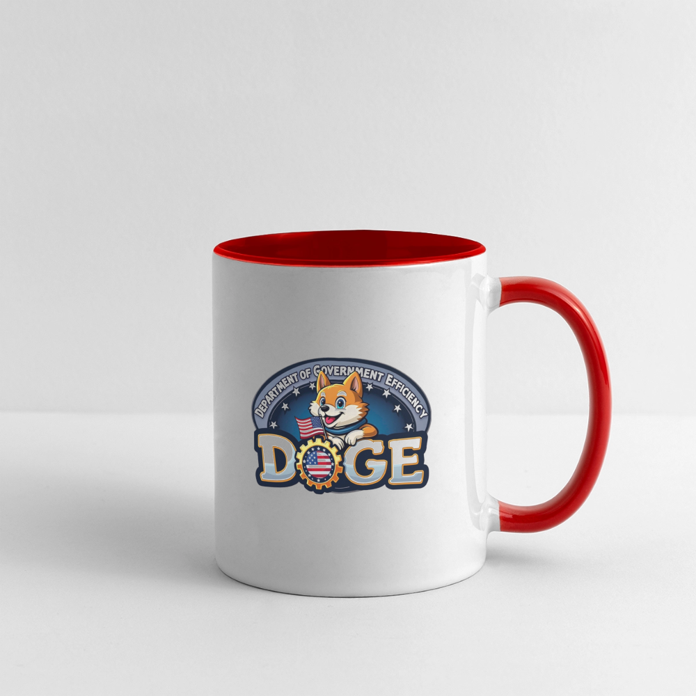 DOGE Logo (Dept of Government Efficiency) Coffee Mug - white/red