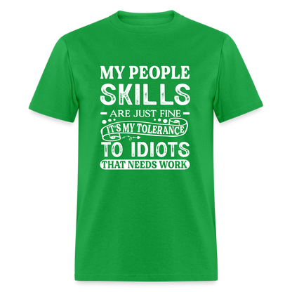 My People Skills Are Just Fine T-Shirt - bright green