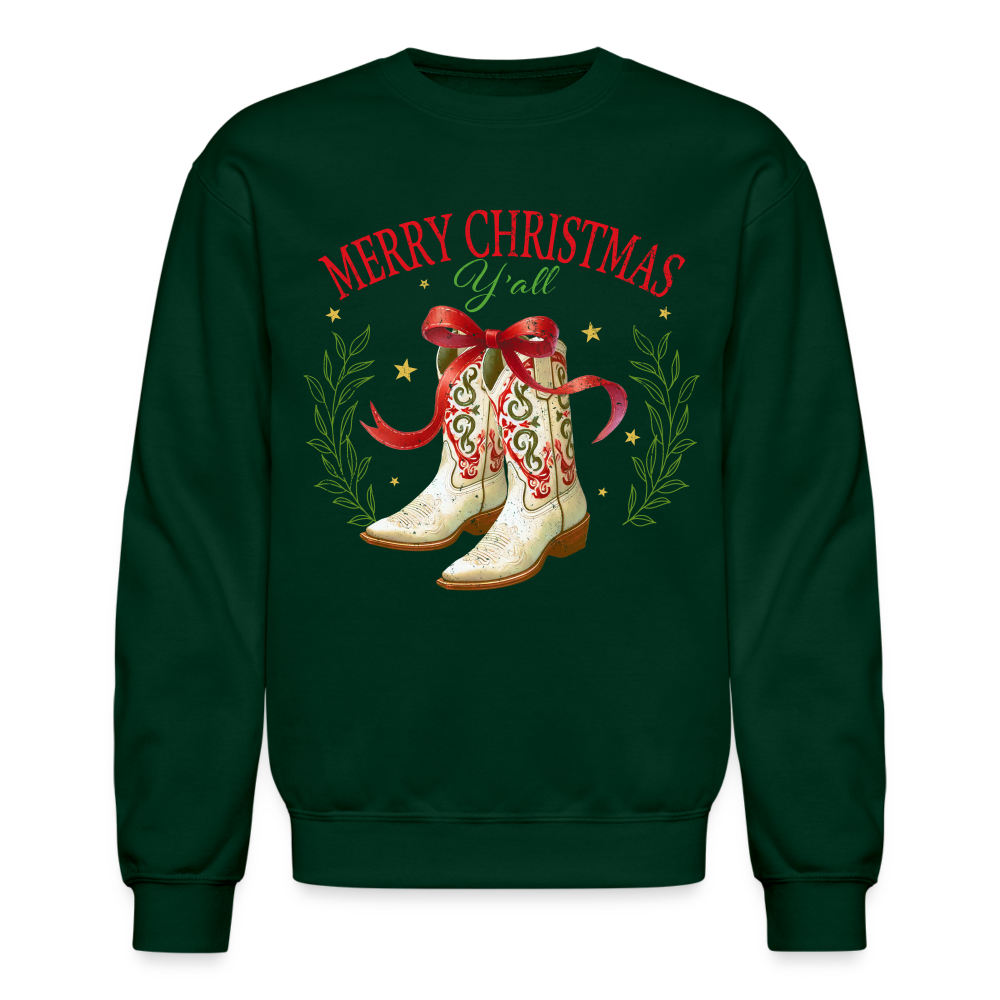 Merry Christmas Y'all Sweatshirt - forest green