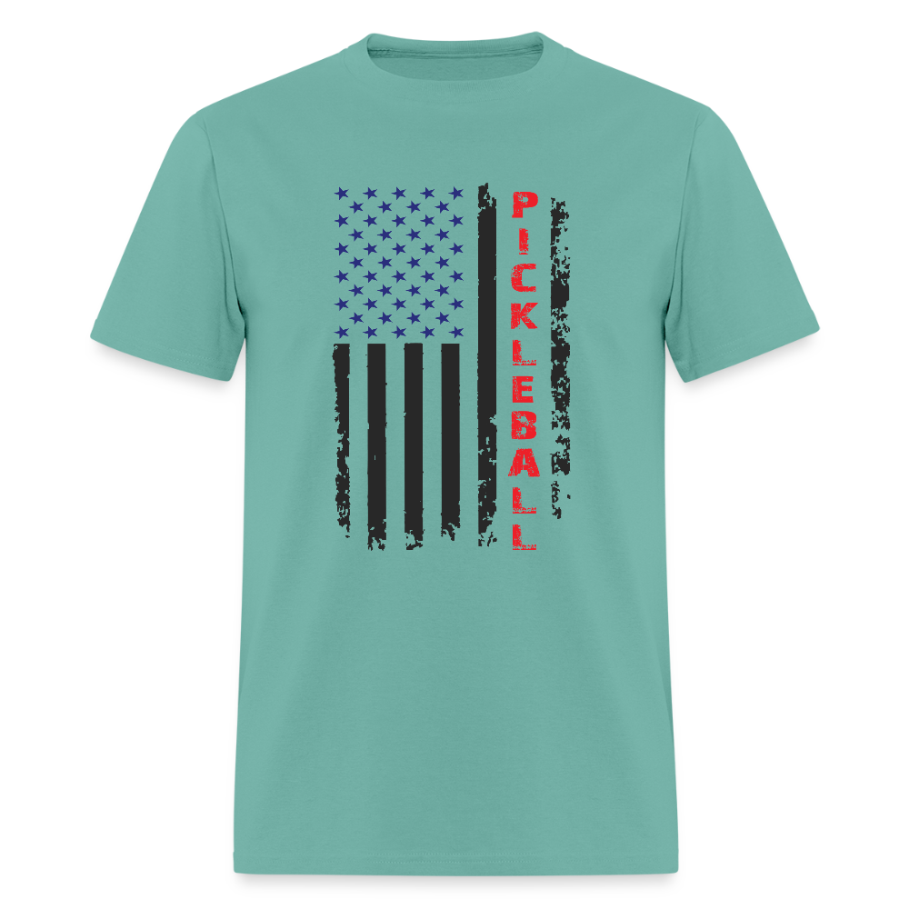 Pickleball Flag T-Shirt – American Pride with a Pickleball Twist - aquatic