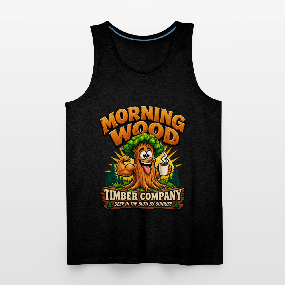 Morning Wood Timber Company Funny Adult Humor Tank Top Color: Heather Gray