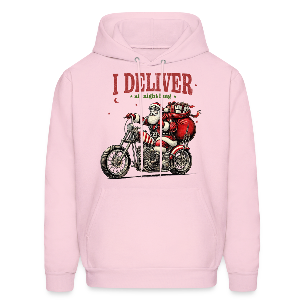 Biker Santa - I Deliver All Night Long (Naughty Christmas) Hoodie - pale pink