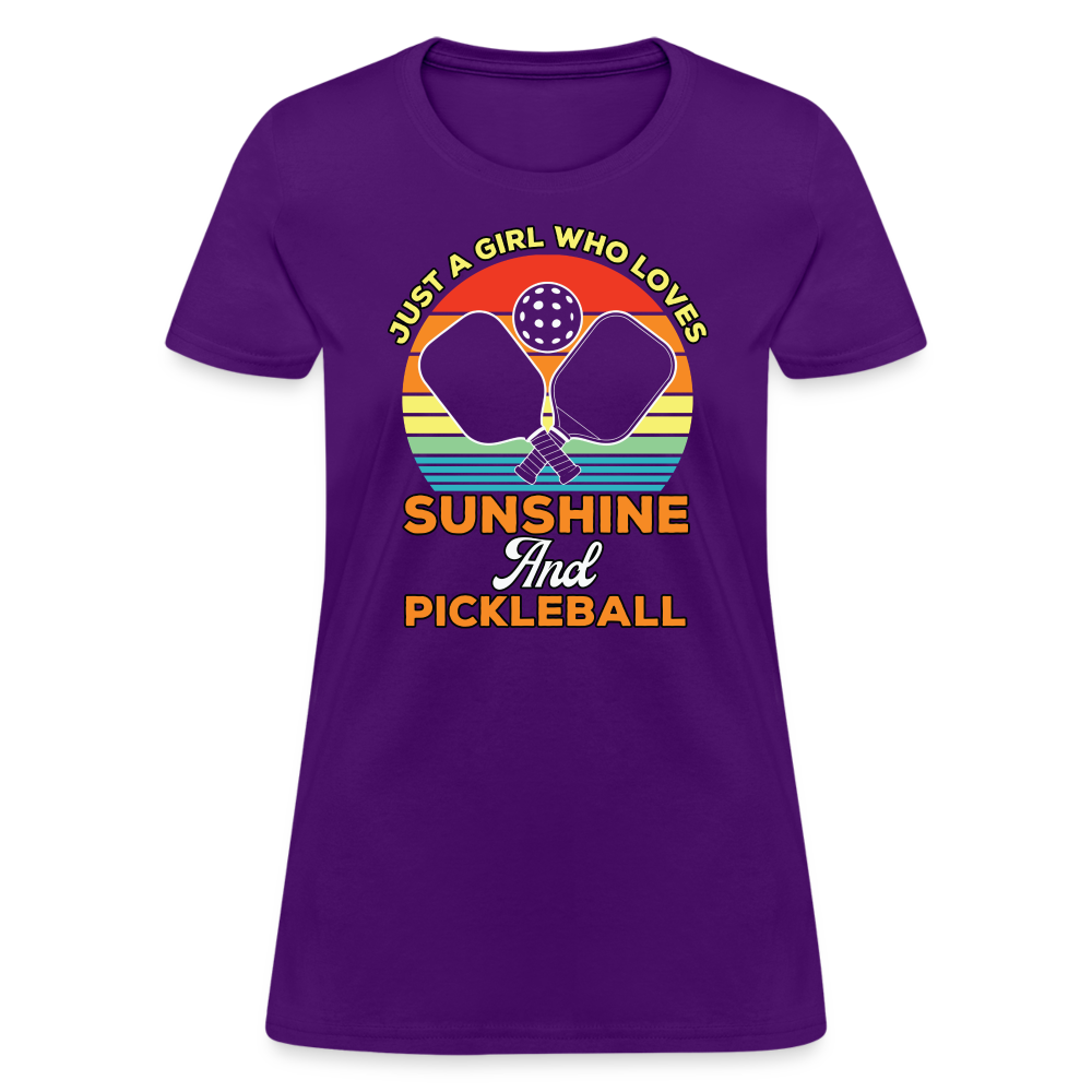 Just A Girl Who Loves Sunshine and Pickleball Women's Contoured T-Shirt - purple