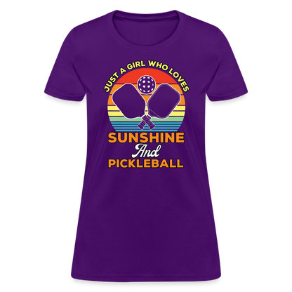 Just A Girl Who Loves Sunshine and Pickleball Women's Contoured T-Shirt - purple