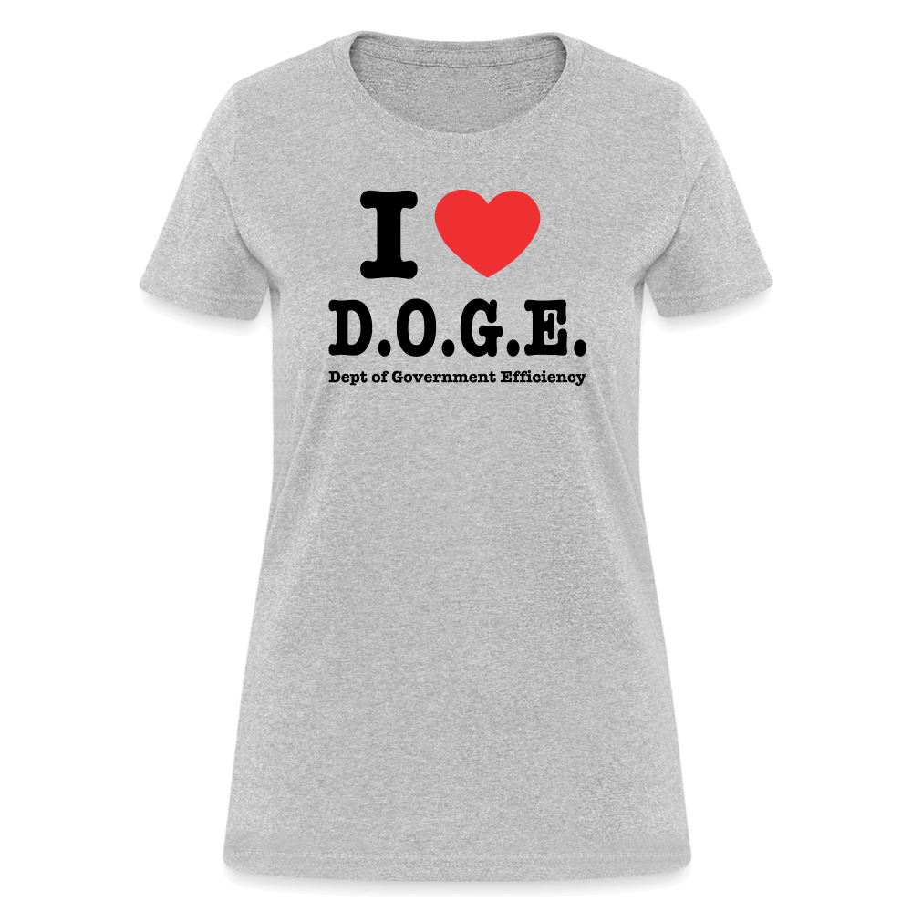 I Heart DOGE (Dept of Government Efficiency) Women's Contoured T-Shirt - heather gray
