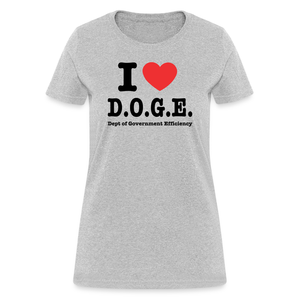 I Heart DOGE (Dept of Government Efficiency) Women's Contoured T-Shirt - heather gray