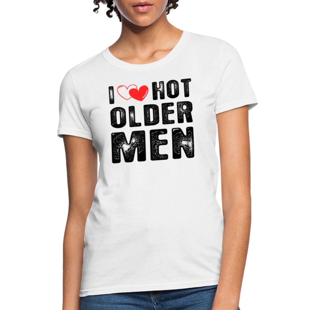 I Heart Hot Older Men (I Love Hot Older Men) Women's Contoured T-Shirt - white