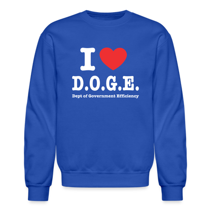 I Love DOGE (Dept of Government Efficiency) Sweatshirt - royal blue