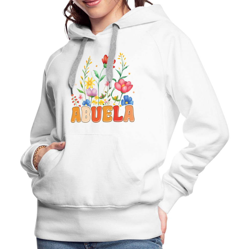 Abuela Women’s Premium Hoodie with Floral Design - white