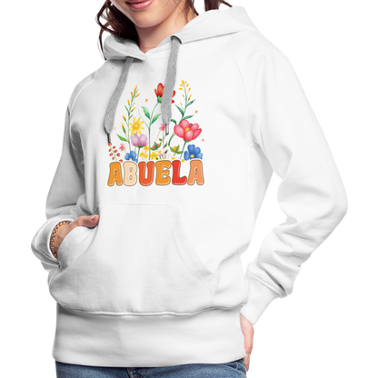 Abuela Women’s Premium Hoodie with Floral Design - white