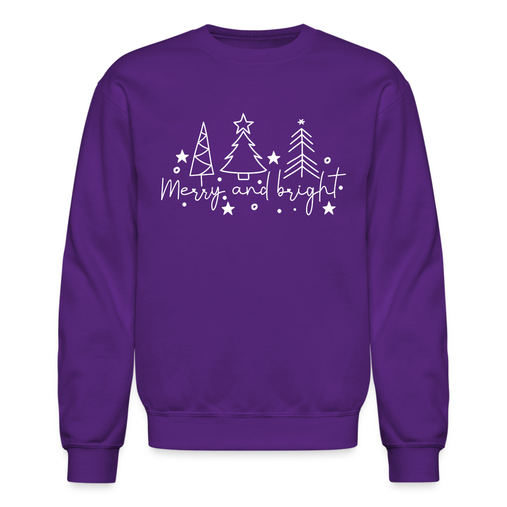 Merry and Bright (Christmas) Sweatshirt - purple