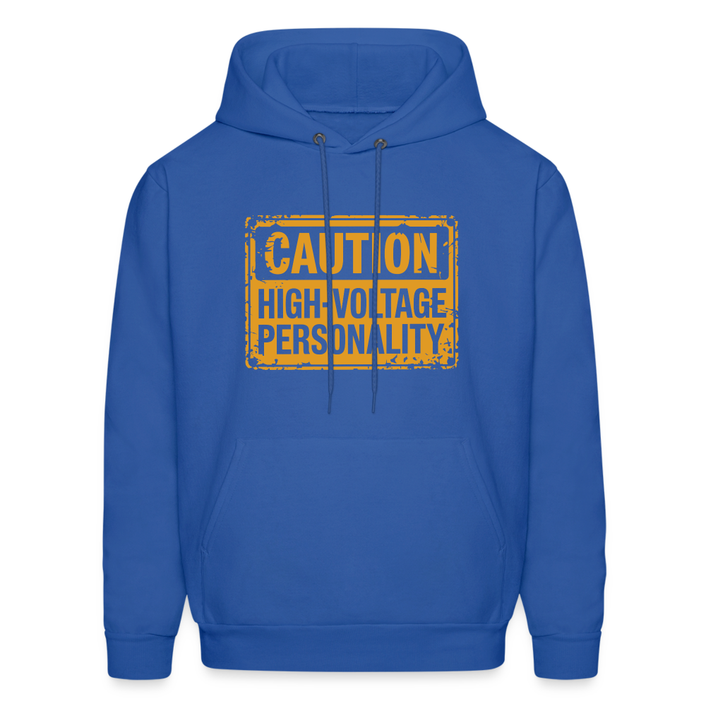 Caution High Voltage Personality Hoodie - royal blue