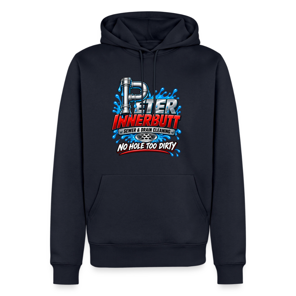 Peter Innerbutt Sewer & Drain Cleaning Funny Adult Humor Hoodie Color: Navy