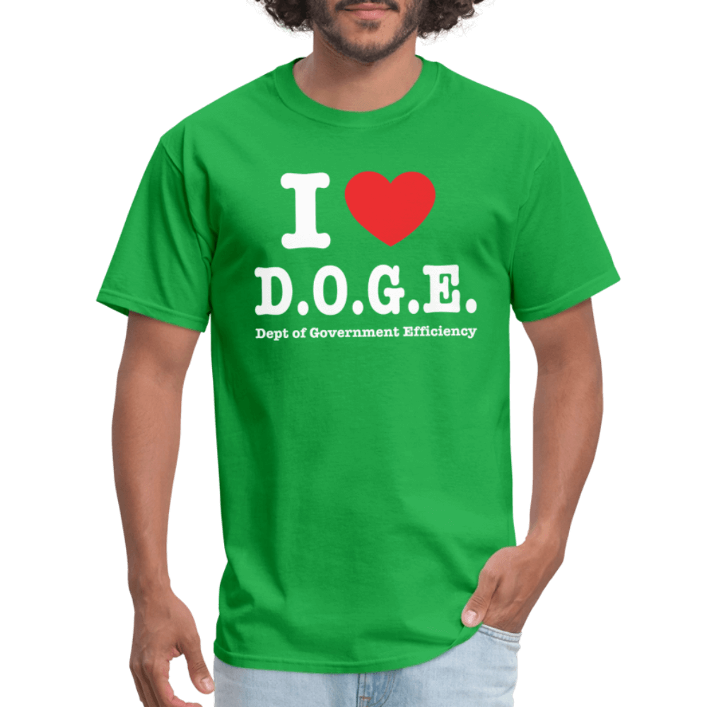 I Love DOGE (Dept of Government Efficiency) T-Shirt - bright green