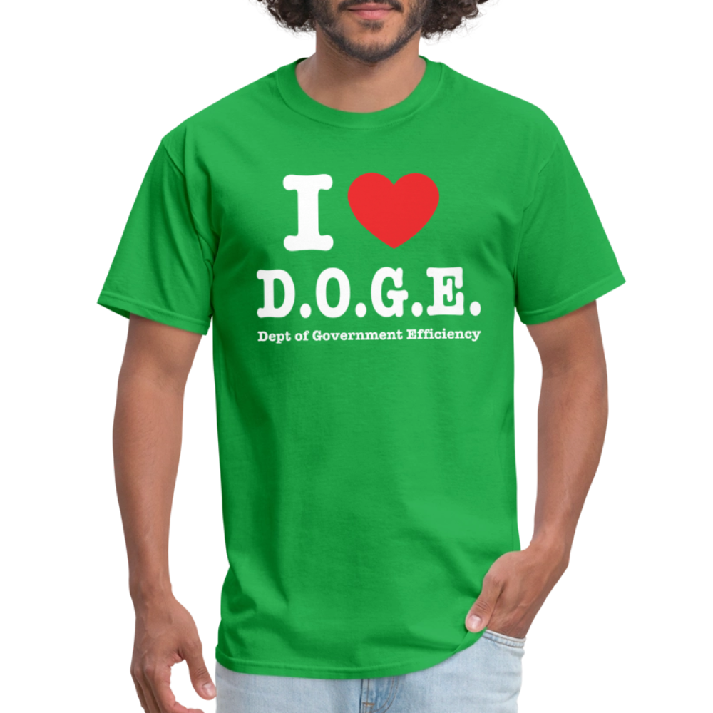 I Love DOGE (Dept of Government Efficiency) T-Shirt - bright green