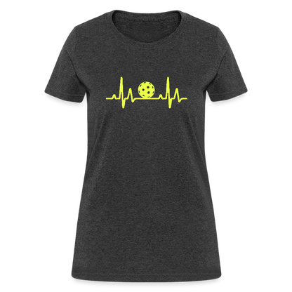 Pickleball Heartbeat Women's Contoured T-Shirt - heather black