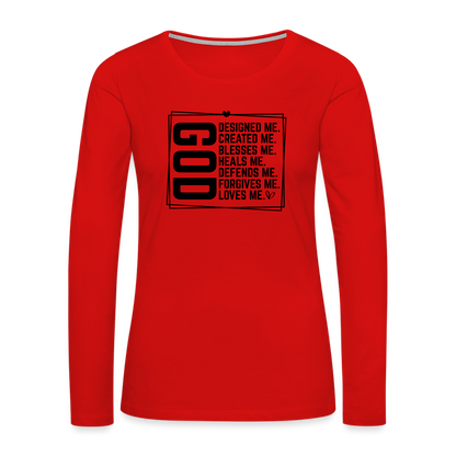 GOD Designed Me Women's Premium Long Sleeve T-Shirt - red