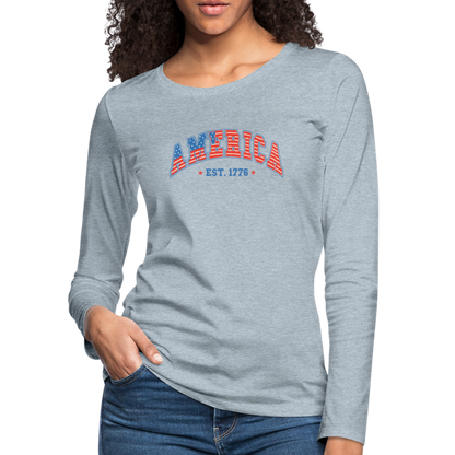 American 1776 Women's Premium Long Sleeve T-Shirt - heather ice blue