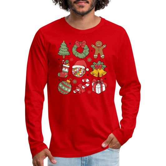 Christmas Holiday Season Men's Premium Long Sleeve T-Shirt - red