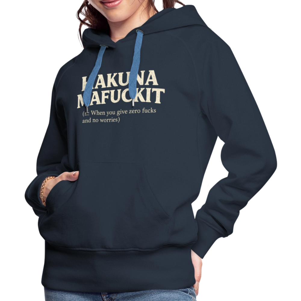 Hakuna Mafuckit Women’s Funny Graphic Hoodie Color: Navy