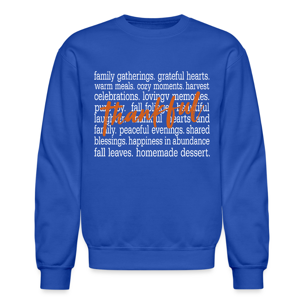 Thankful Word Art (Thanksgiving) Sweatshirt - royal blue