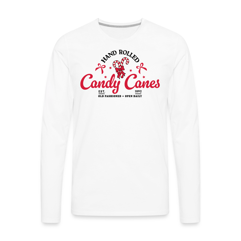 Hand Rolled Candy Canes Men's Premium Long Sleeve T-Shirt - white