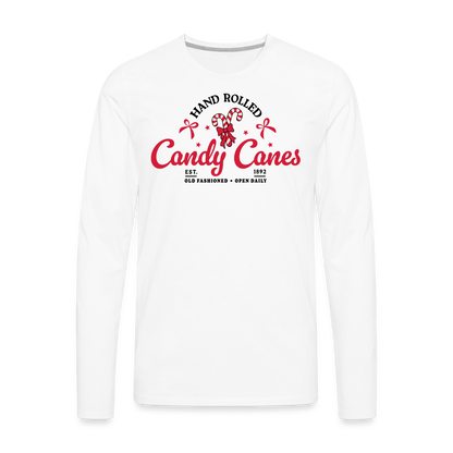 Hand Rolled Candy Canes Men's Premium Long Sleeve T-Shirt - white