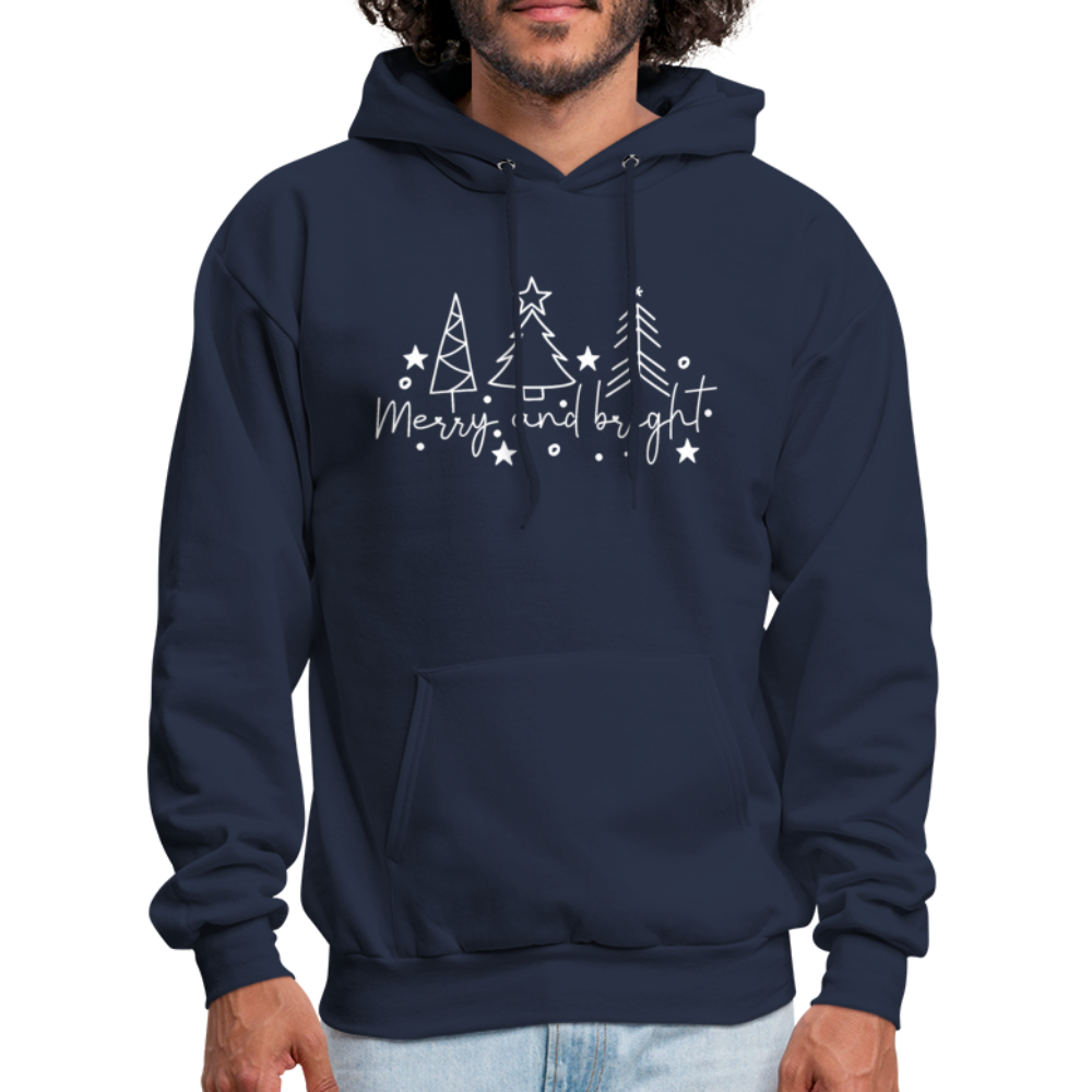 Merry and Bright (Christmas) Hoodie - navy