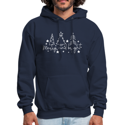 Merry and Bright (Christmas) Hoodie - navy