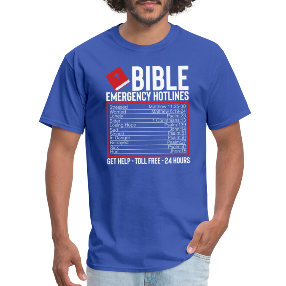 Bible Emergency Hotline (Scriptures) T-Shirt - royal blue