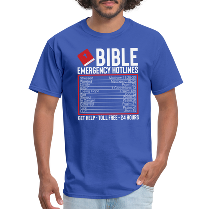 Bible Emergency Hotline (Scriptures) T-Shirt - royal blue