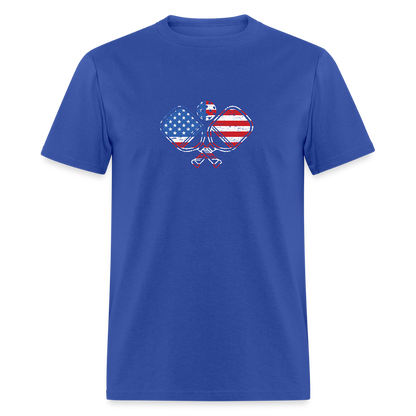 American Flag Pickleball Paddle T-Shirt - royal blue