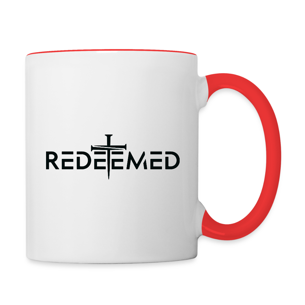 Redeemed Coffee Mug – Faith-Based Christian Design - white/red