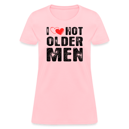 I Heart Hot Older Men (I Love Hot Older Men) Women's Contoured T-Shirt - pink