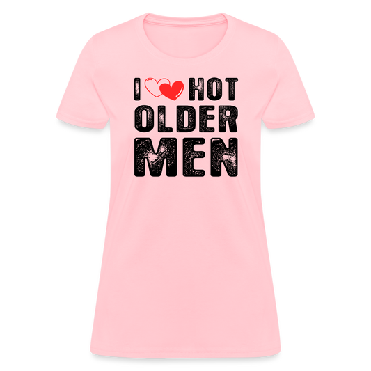 I Heart Hot Older Men (I Love Hot Older Men) Women's Contoured T-Shirt - pink