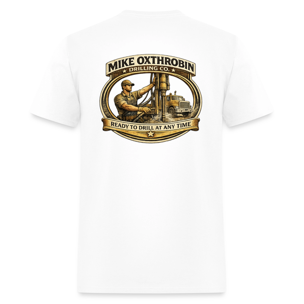 Mike Oxthrobin Drilling Co Double-Sided Funny Adult Humor Tee Color: charcoal