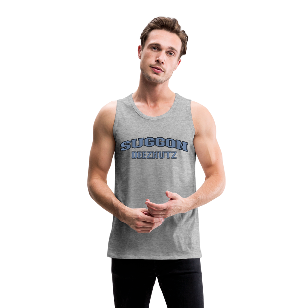 Suggon Deeznutz Tank Top (in Blue Ball Colors - Funny Sexual Humor) - heather gray