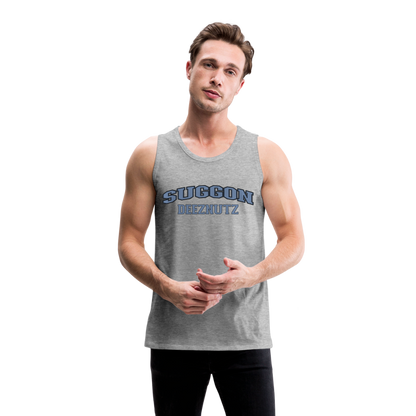 Suggon Deeznutz Tank Top (in Blue Ball Colors - Funny Sexual Humor) - heather gray