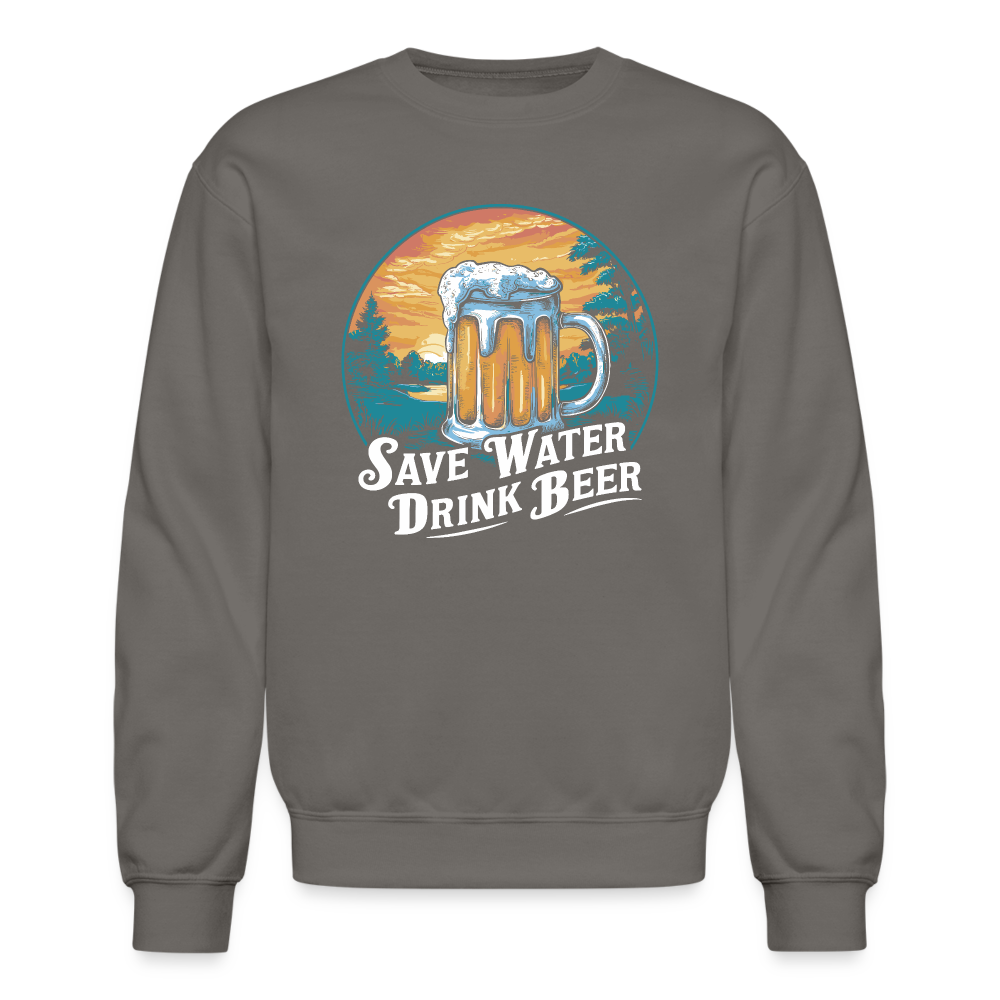 Save Water Drink Beer Sweatshirt - asphalt gray