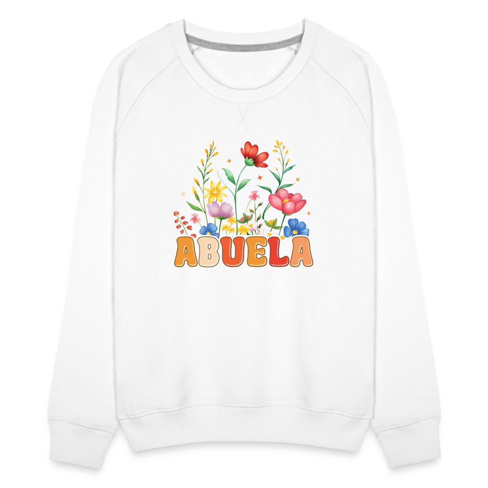 Abuela Women’s Premium Sweatshirt with Floral Design - white