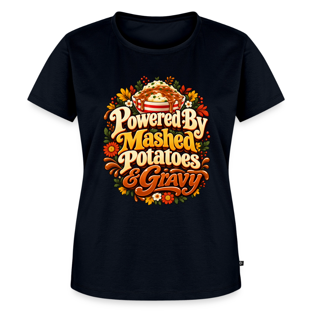 Powered by Mashed Potatoes & Gravy – Fall Floral Women’s Premium T-Shirt - navy