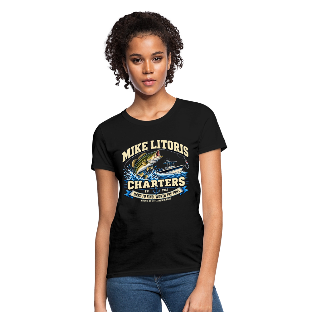 Mike Litoris Fishing Charters Women’s T-Shirt Color: Black